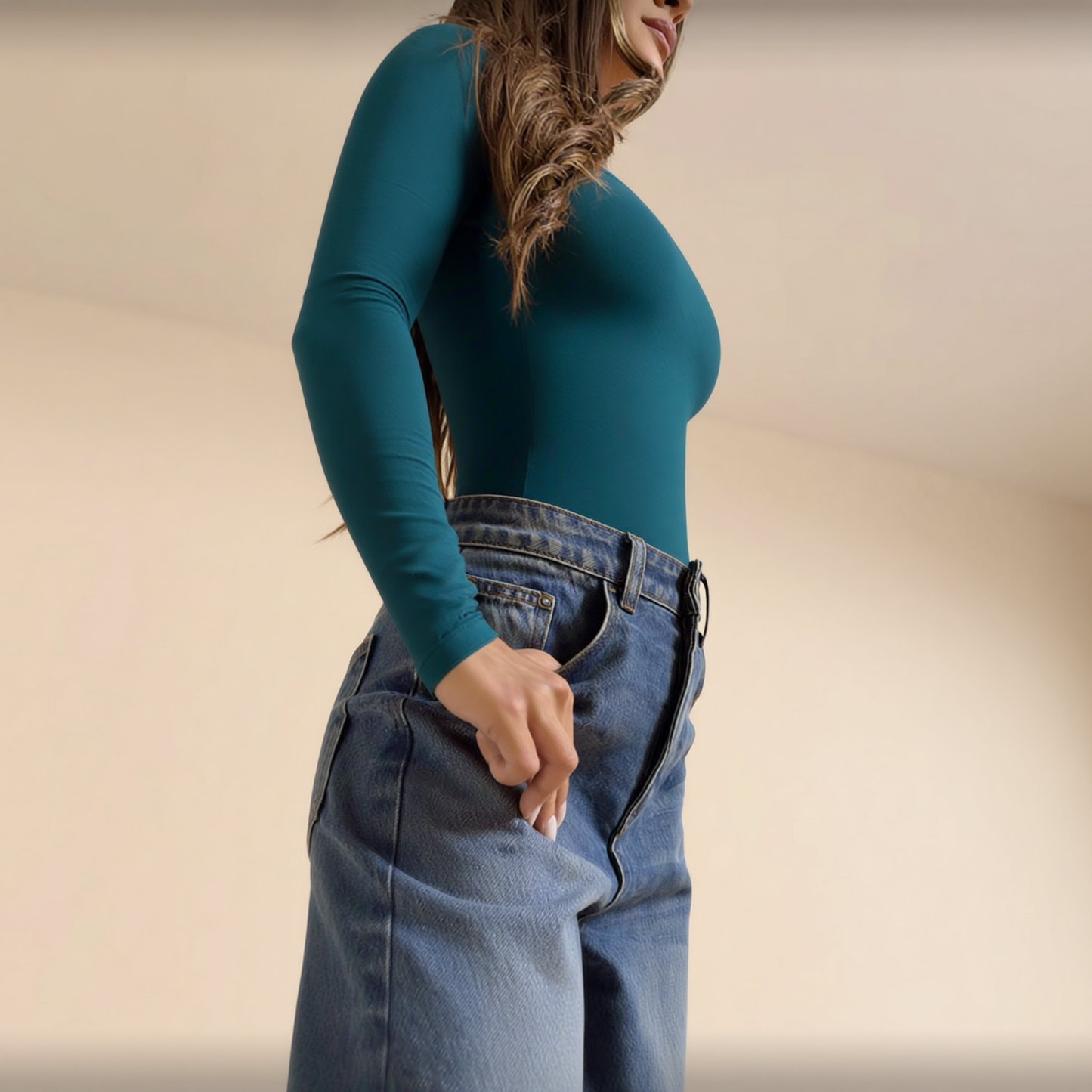 Body escote cuadrado esmeralda