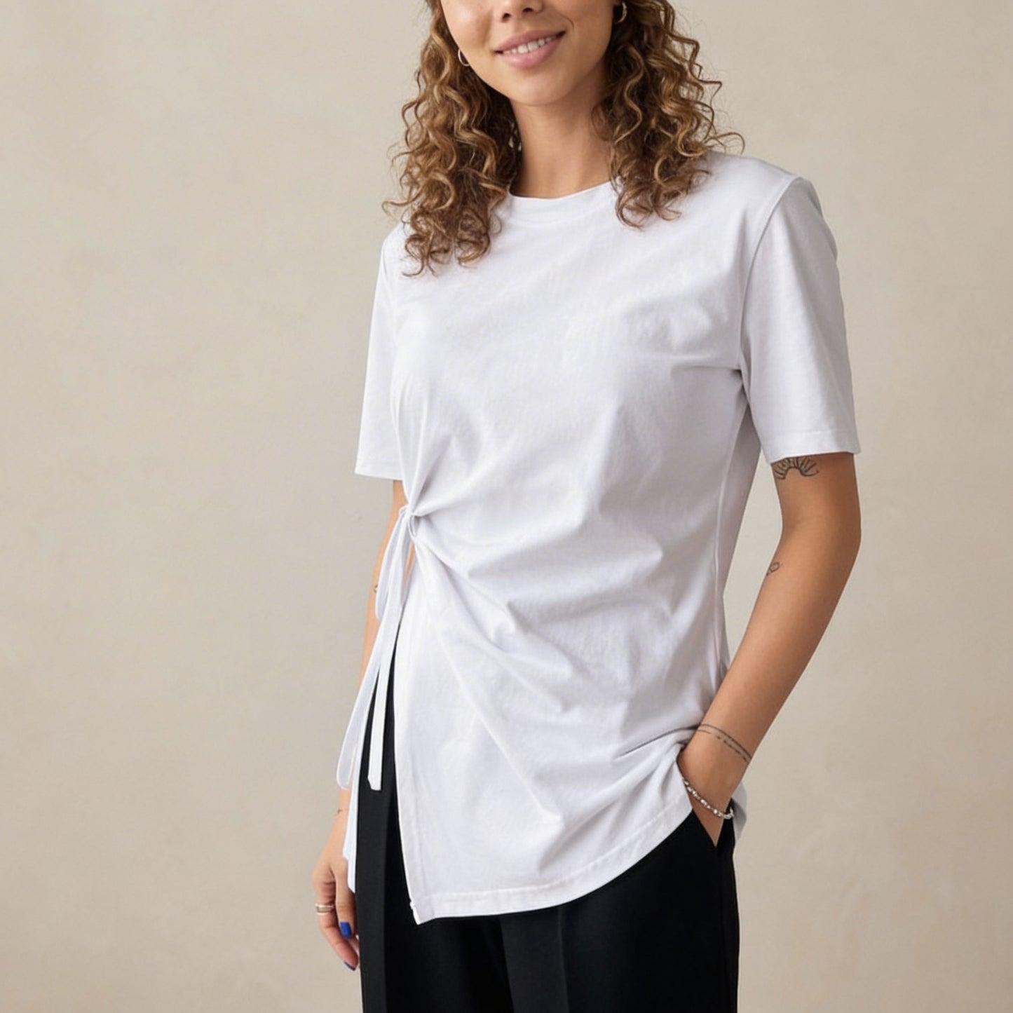 Camiseta con Nudo Lateral Blanca