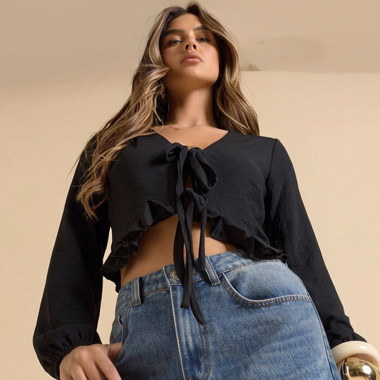 Blusa manga larga lazos