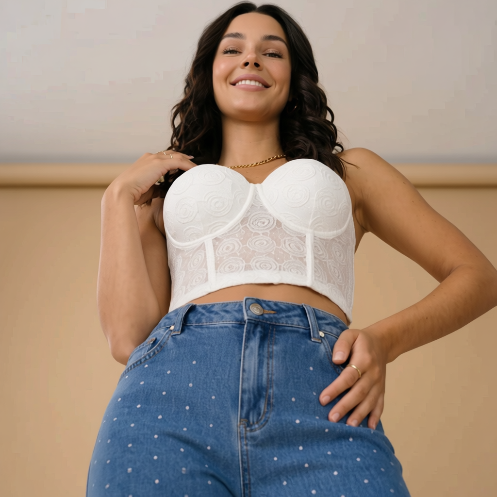 Corset de copas con detalle rosas