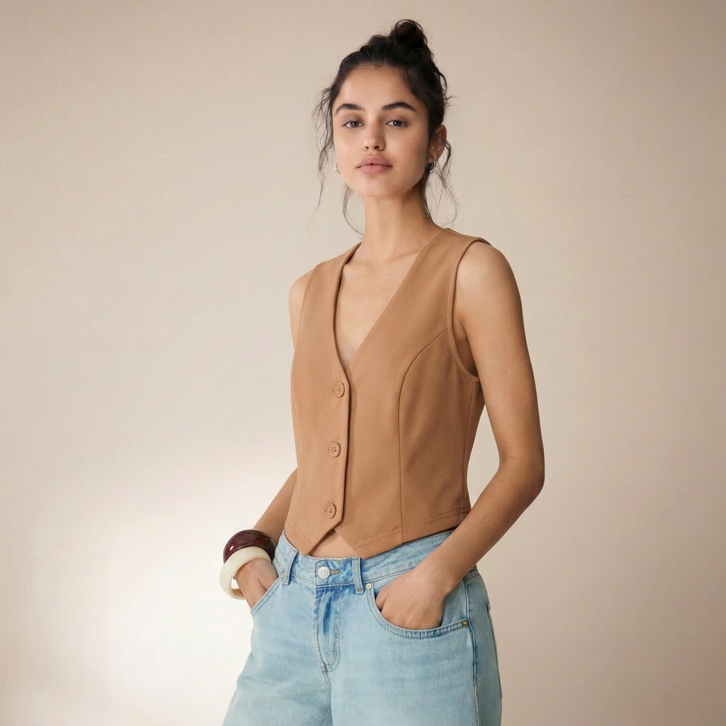 Chaleco Corto Beige