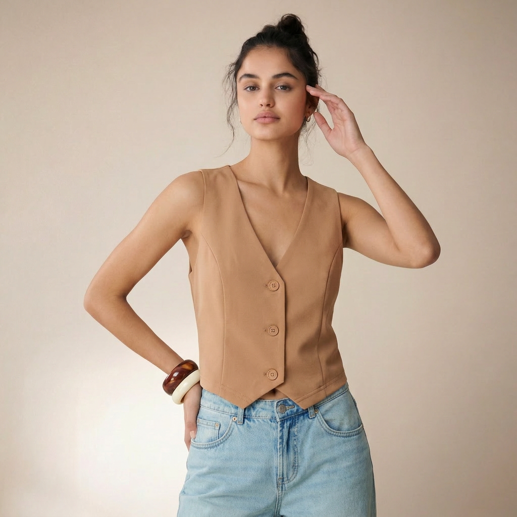 Chaleco Corto Beige
