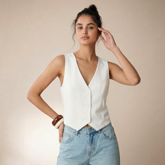 Chaleco Corto Blanco