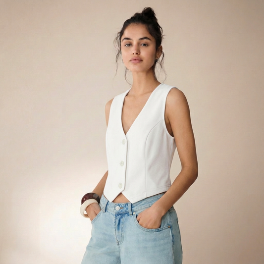 Chaleco Corto Blanco