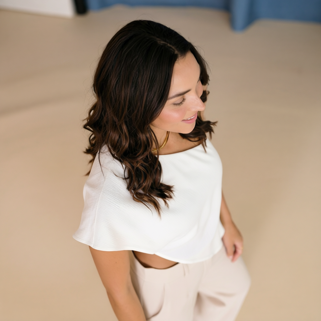 Blusa Asimétrica de un Hombro Blanca