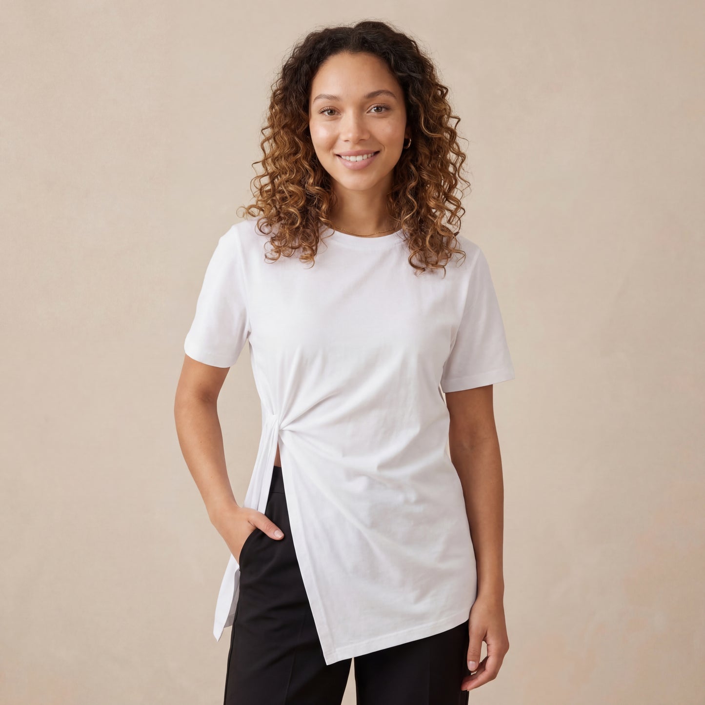 Camiseta con Nudo Lateral Blanca