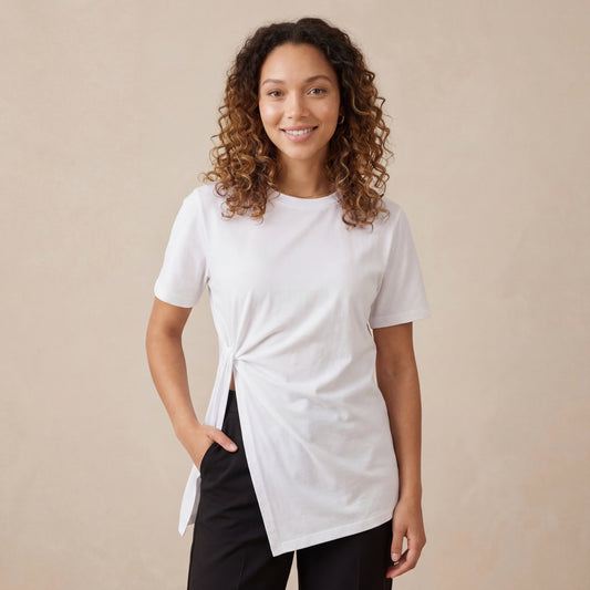 Camiseta con Nudo Lateral Blanca