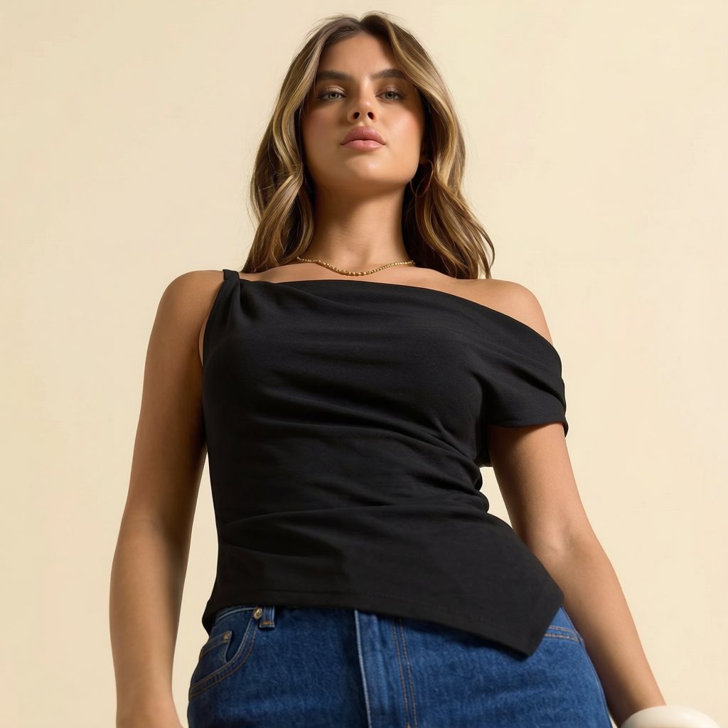 Body Asimétrico con Abertura Negro