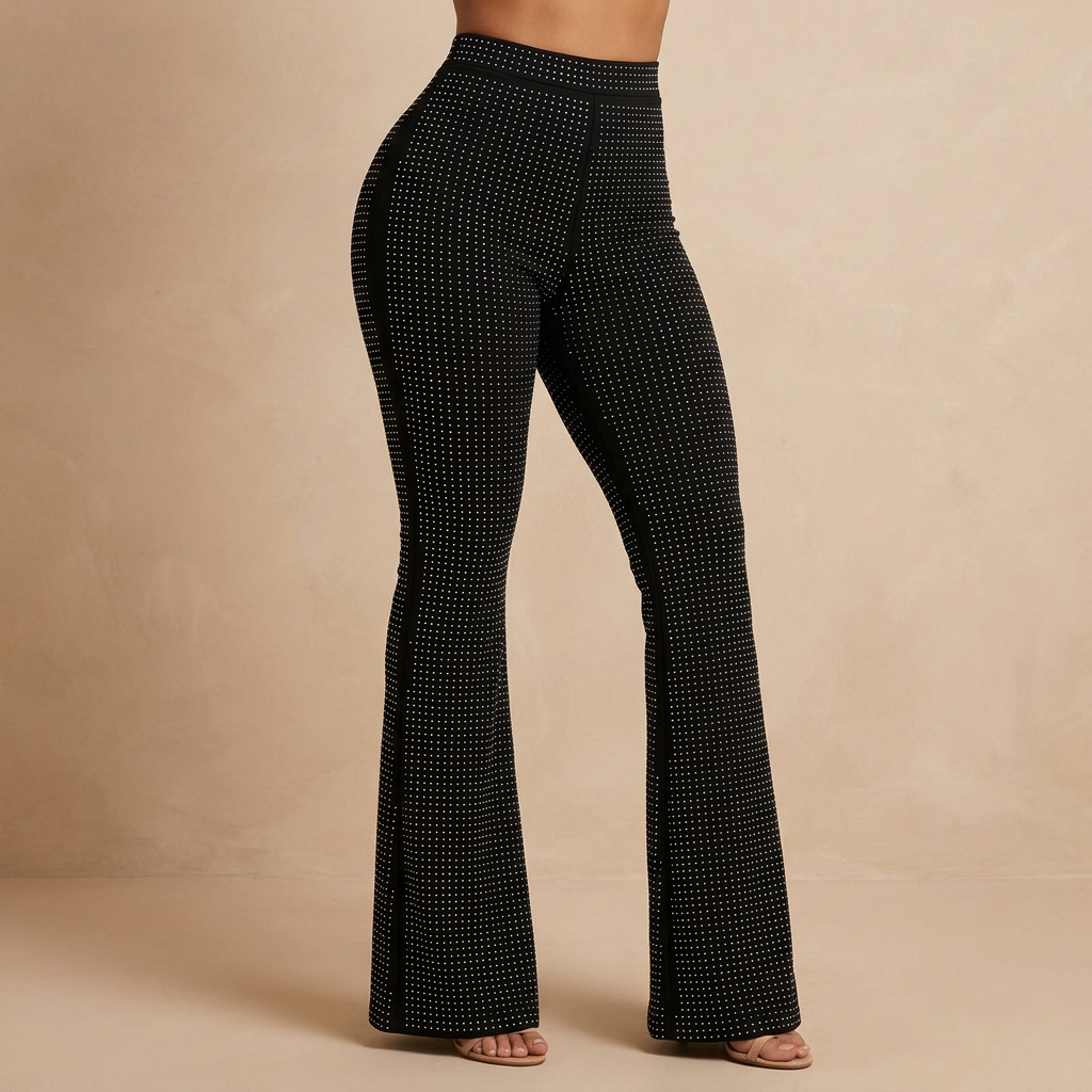 Pantalón tiro alto con brillos