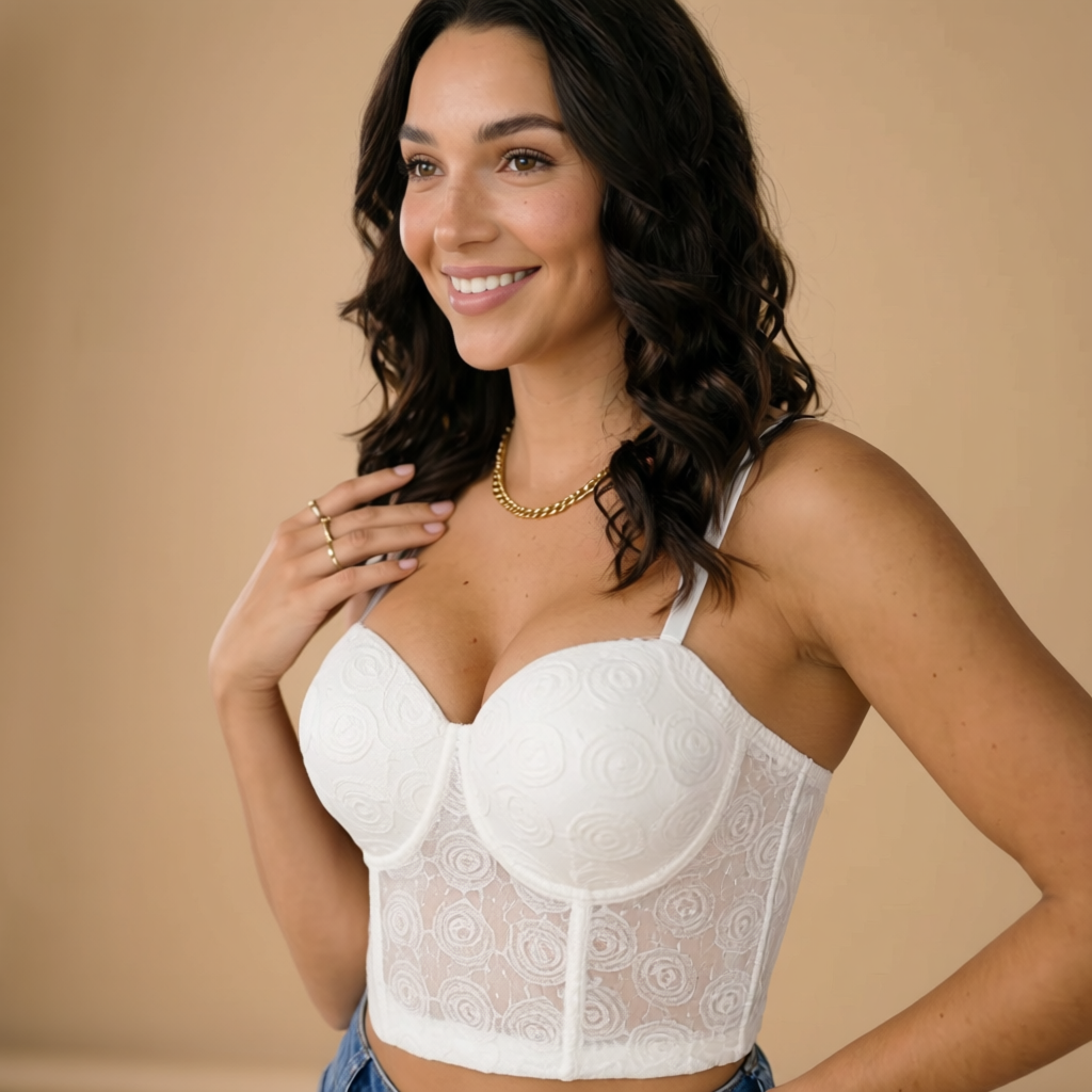 Corset de copas con detalle rosas