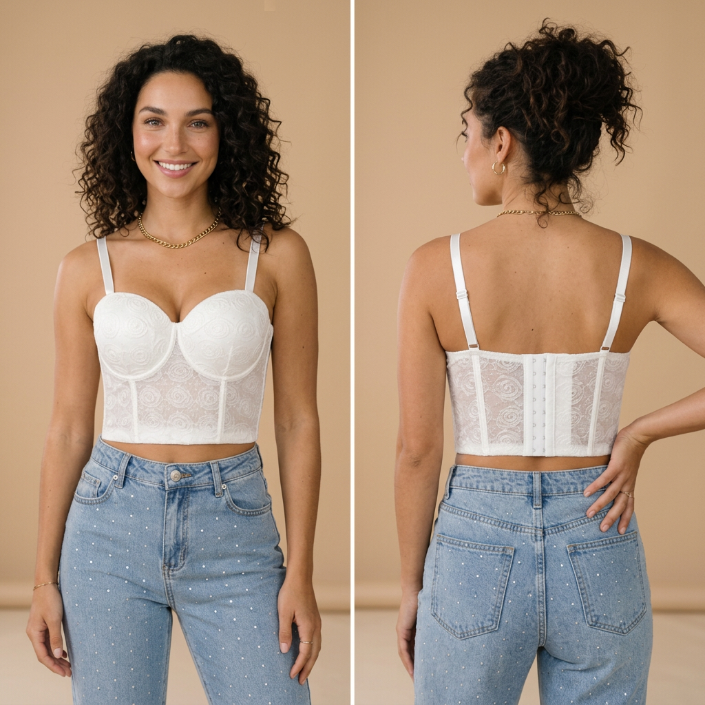 Corset de copas con detalle rosas